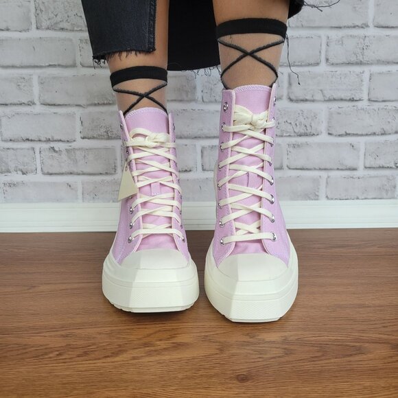 ❤️Converse Chuck 70 De Luxe Wedge Hi Sz 8.5 Womens Shoes Purple Sneakers A07584C - Picture 4 of 12